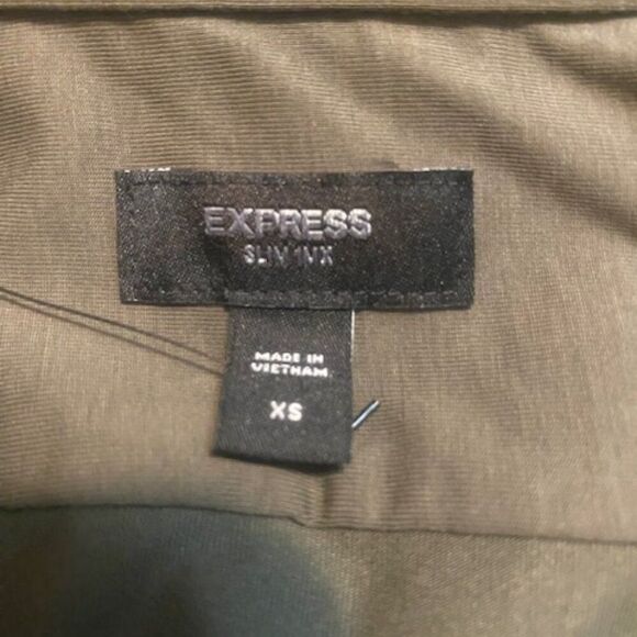 Express Olive Green button-down shirt, size XS - Picture 3 of 4